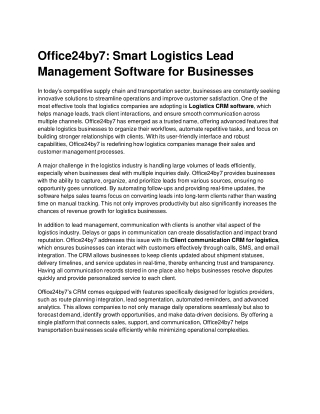 Office24by7 Smart Logistics Lead Management Software for Businesses docx  Google Docs