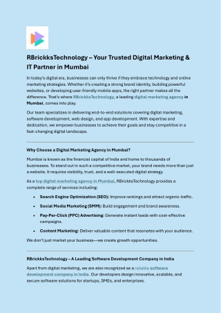 RBrickksTechnology – Your Trusted Digital Marketing & IT Partner in Mumbai