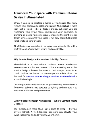 Interior Design Ahmedabad | Luxury & Custom Home Interiors