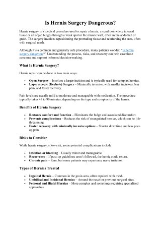 Is Hernia Surgery