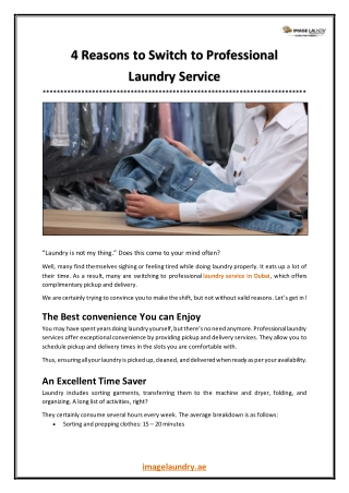 4 Reasons to Switch to Professional Laundry Service