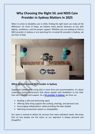 Why Choosing the Right SIL and NDIS Care Provider in Sydney Matters in 2025