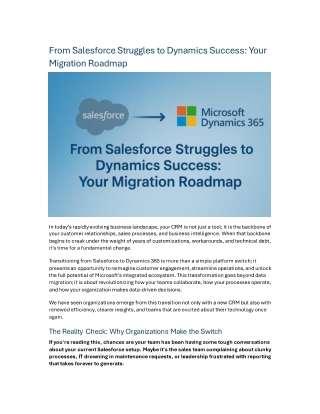 From Salesforce Struggles to Dynamics Success: Your Migration Roadmap