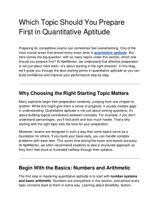 Which Topic Should You Prepare First in Quantitative Aptitude