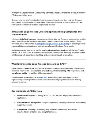 Immigration Legal Process Outsourcing Services _ Boost Compliance & Documentation Efficiency with Lex Visa