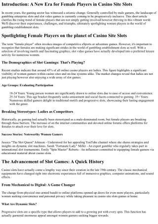 Highlighting Female Gamers in the World of Gambling Enterprise Slot Machines