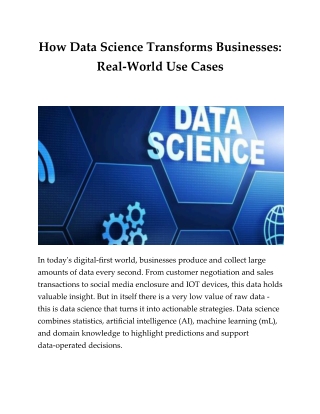 How Data Science Transforms Businesses: Real-World Use Cases
