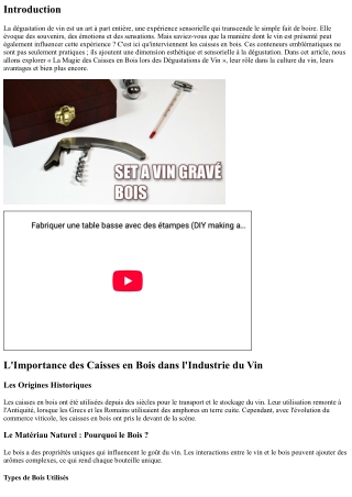 « La Magie des Caisses en Bois lors des Dégustations de Vin »