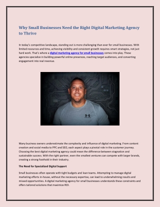 Why Small Businesses Need the Right Digital Marketing Agency to Thrive