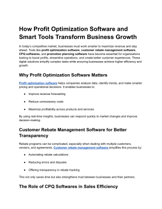 How Profit Optimization Software and Smart Tools Transform Business Growth