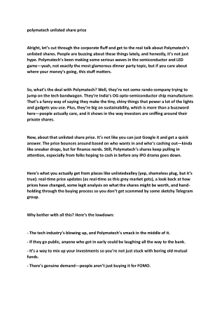 polymatech unlisted share price (1)