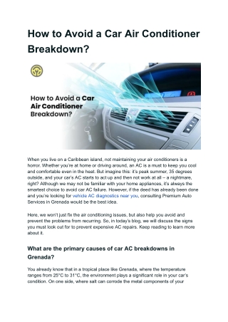 Avoid Car AC Breakdowns in Grenada | Pro Tips & Services