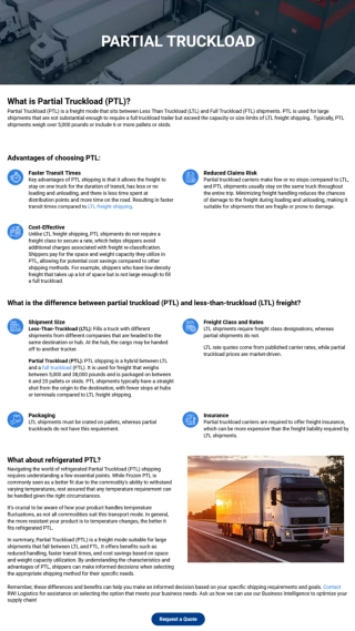 Expert Partial Truckload Carriers Services in Kentucky - RWI Logistics