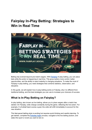 Fairplay In-Play Betting Strategies to Win in Real Time