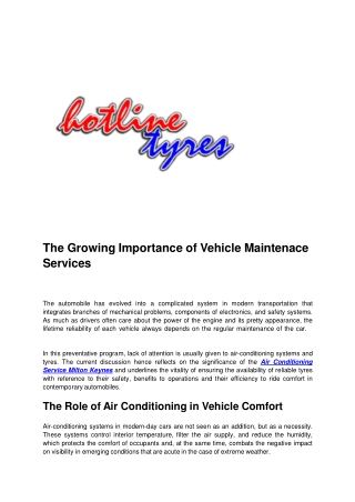The Growing Importance of Vehicle Maintenace Services