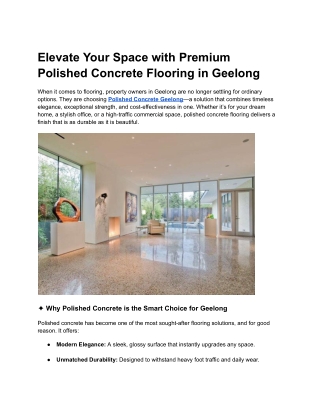 Expert Polished Concrete Geelong – Durable & Modern Flooring