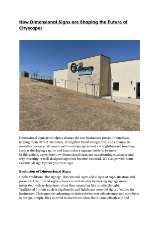 How Dimensional Signs are Shaping the Future of Cityscapes