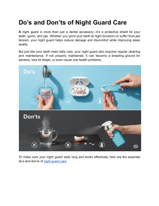 Do’s and Don’ts of Night Guard Care