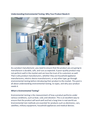 Understanding Environmental Testing: Why Your Product Needs It