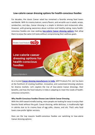 Low-calorie caesar dressing options for health-conscious foodies