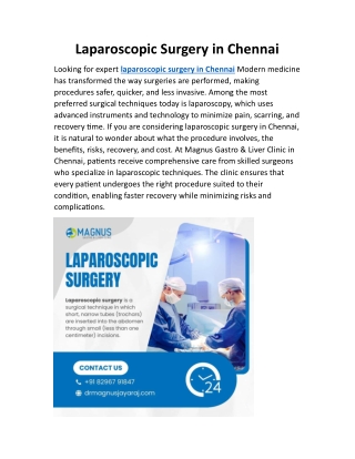Laparoscopic Surgery in Chennai