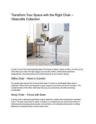 Transform Your Space with the Right Chair – Vibecrafts Collection - Google Docs