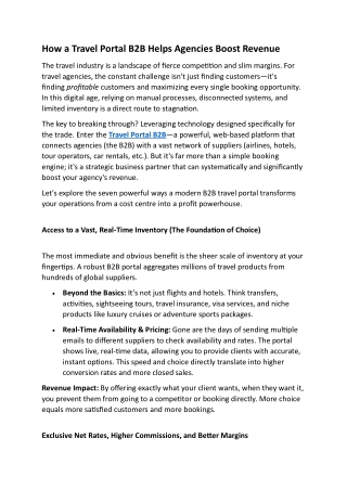 How a Travel Portal B2B Helps Agencies Boost Revenue
