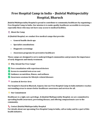 Free Hospital Camp in India