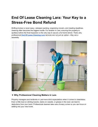 Professional End Of Lease Cleaning Lara – Hassle-Free Move