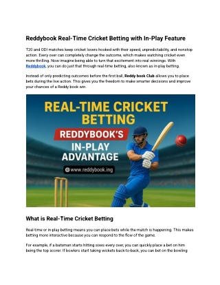 Reddybook Real-Time Cricket Betting with In-Play Feature