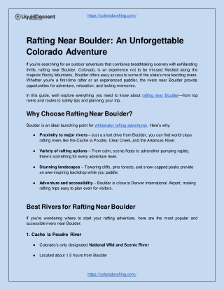 Rafting Near Boulder- An Unforgettable Colorado Adventure