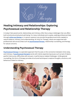 Psychosexual Therapy