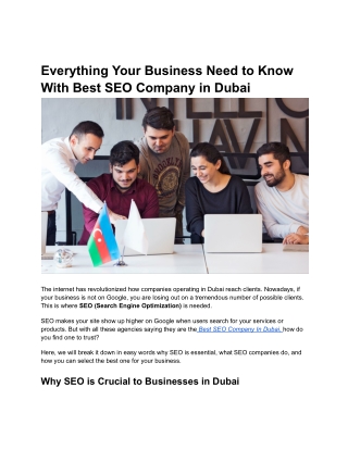 Everything Your Business Need to Know With Our Best SEO Company in Dubai