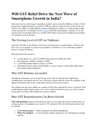 Will GST Relief Drive the Next Wave of Smartphone Growth in India