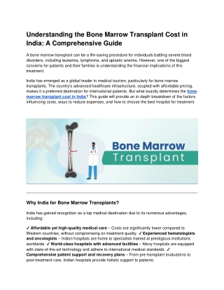 Understanding the Bone Marrow Transplant Cost in India_ A Comprehensive Guide