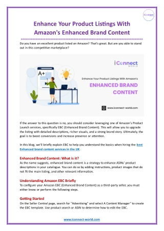 Enhance Your Product Listings With Amazon's Enhanced Brand Content