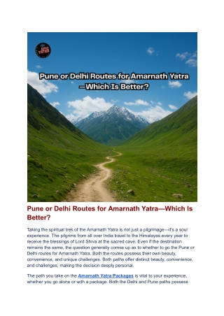 Pune or Delhi Routes for Amarnath Yatra—Which Is Better