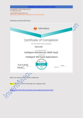 Informatica MDM SaaS Foundation Certification Guide