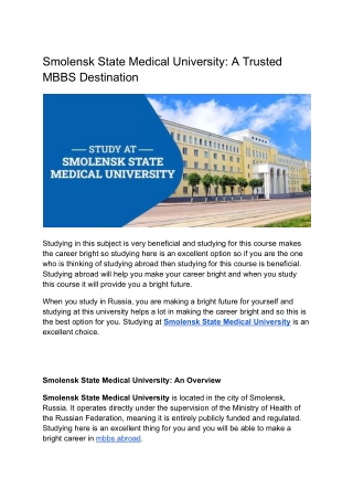 MBBS Abroad at Smolensk State Medical University