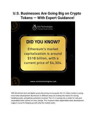U.S. Businesses Are Going Big on Crypto Tokens — With Expert Guidance!