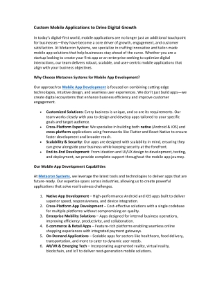 Custom Mobile Applications to Drive Digital Growth