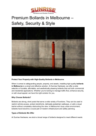 Premium Bollards in Melbourne – Safety, Security & Style