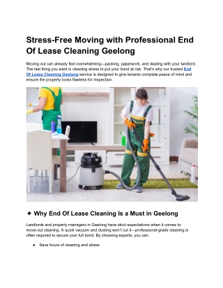 Expert End Of Lease Cleaning Geelong – Fast & Reliable