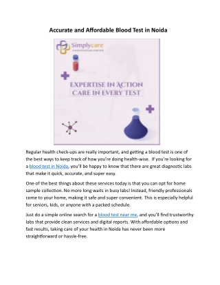 Accurate and Affordable Blood Test in Noida