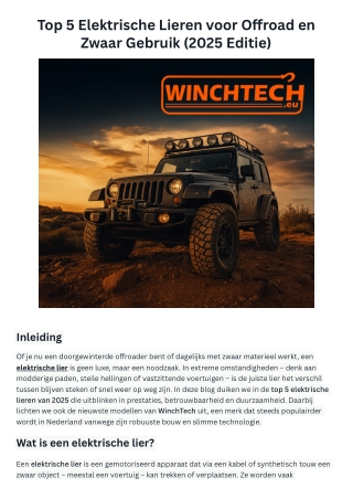 Top 5 Elektrische Lieren voor Offroad en Zwaar Gebruik (2025 Editie)