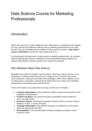 Data Science Course for Marketing Professionals