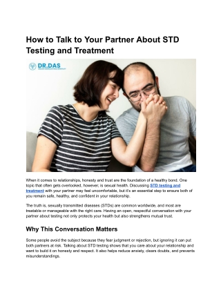How to Talk to Your Partner About STD Testing and Treatment