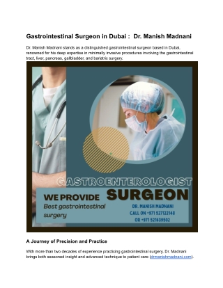 Gastrointestinal Surgeon in Dubai _  Dr Manish Madnani