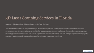 3D Laser Scanning Services in Florida