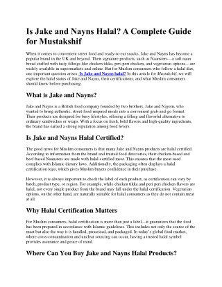 Is Jake and Nayns Halal